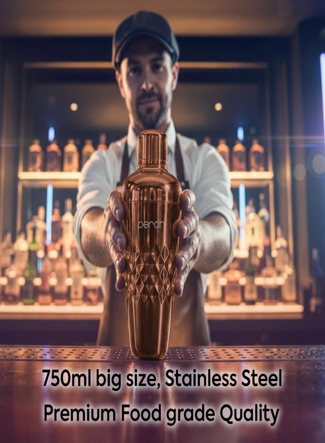 Perch O Holic Cocktail Shaker Gift Set |10-Piece Stainless Steel Bartender Kit with Mango Wooden Stand|Accessories for Home Bar|Gift Box for Winters, Birthday, Wedding,Anniversary,Christmas |Rose Gold - Image 4